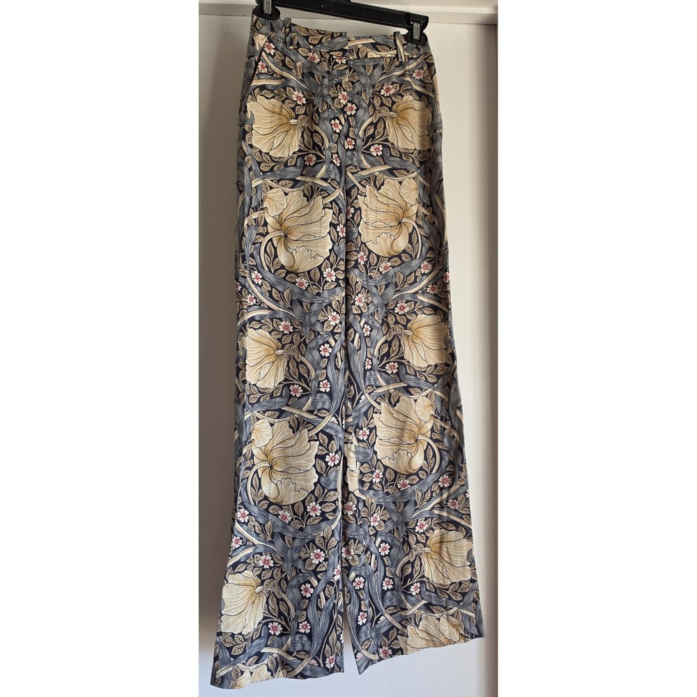 Morris & Co H&M Floral Wide-Leg Pants Size 0 Multicolor Casual Trousers NWT